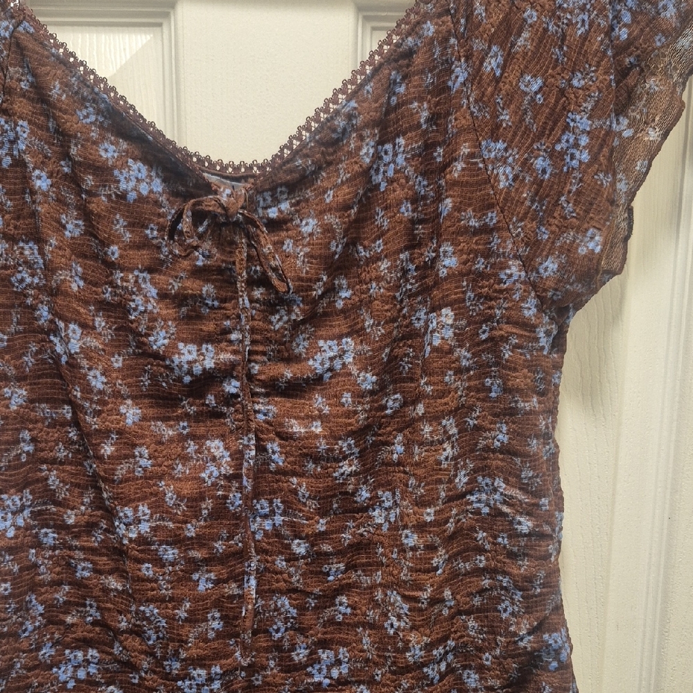 Elegant Brown Floral Women's Blouse